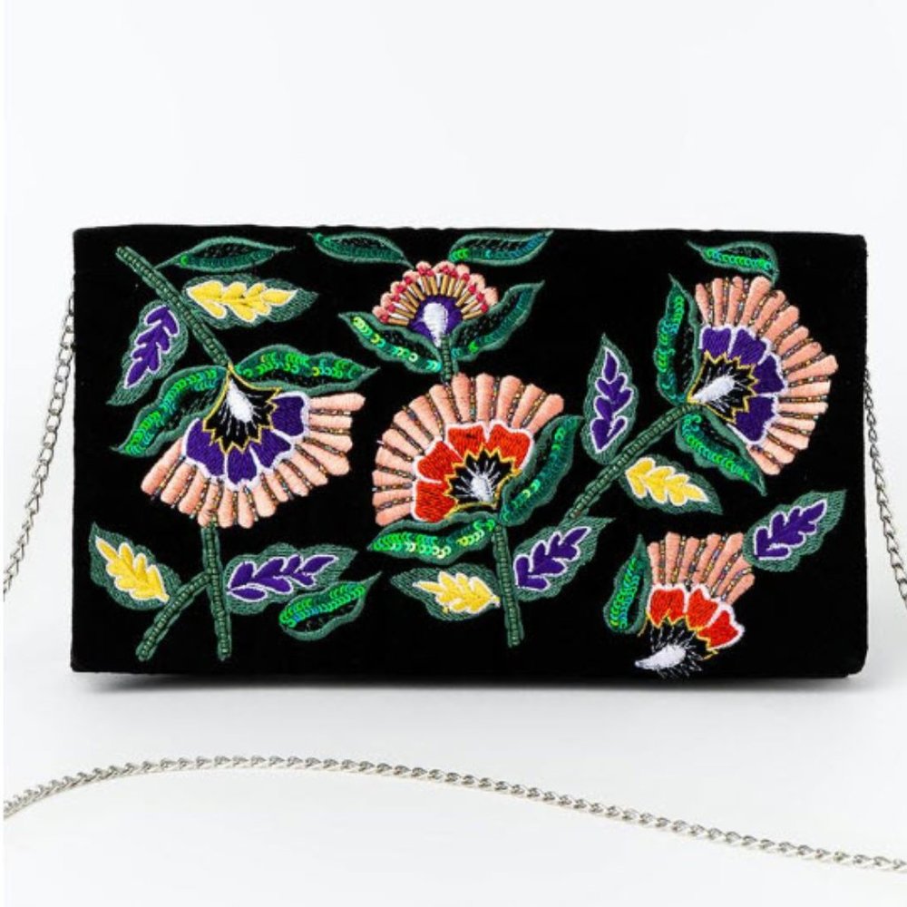 Francescas Floral Embroidered Clutch